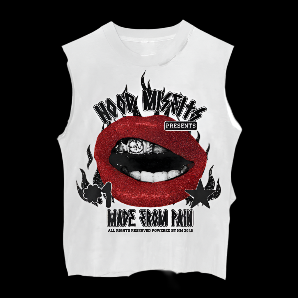 Made from pain (white sleeveless )