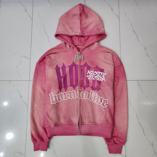 Born to live (Pink Lust) zip-up