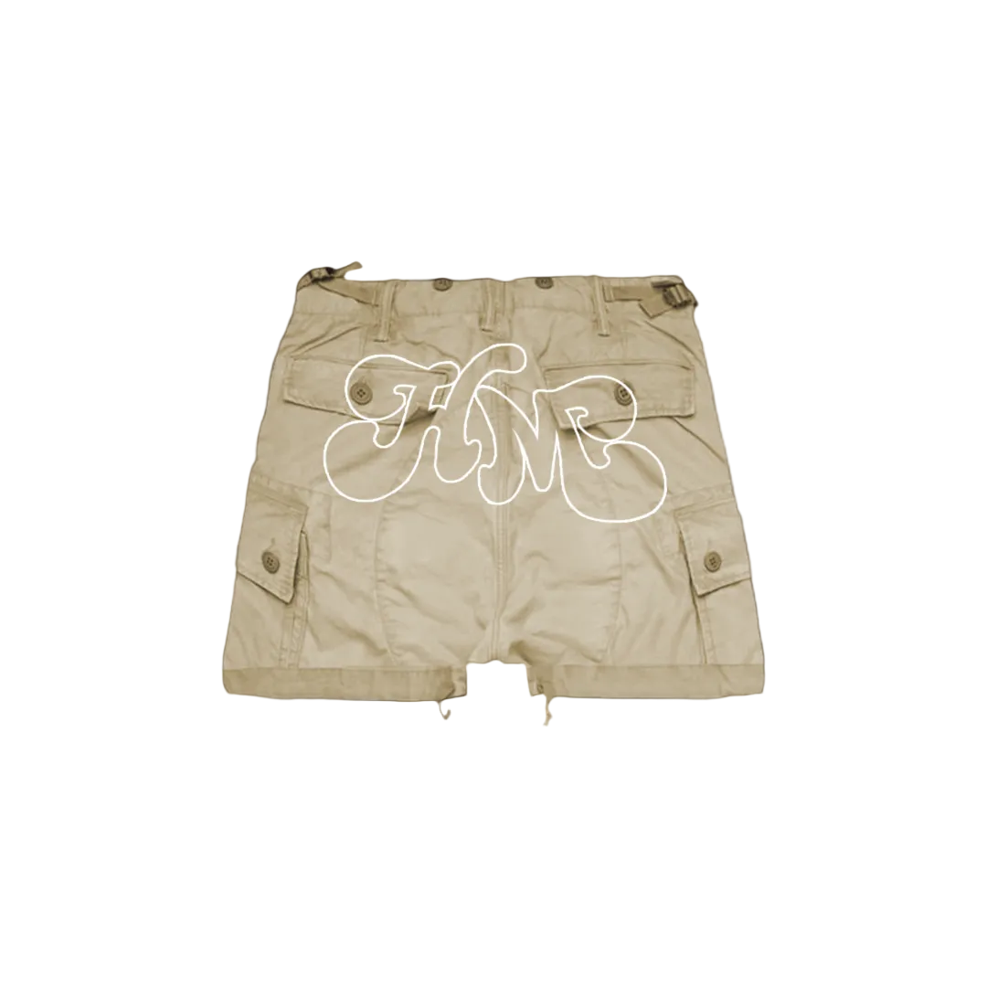 (W) cropped khaki shorts
