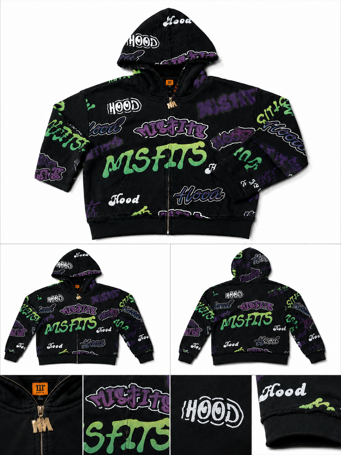 Black Graffiti Zip-Up
