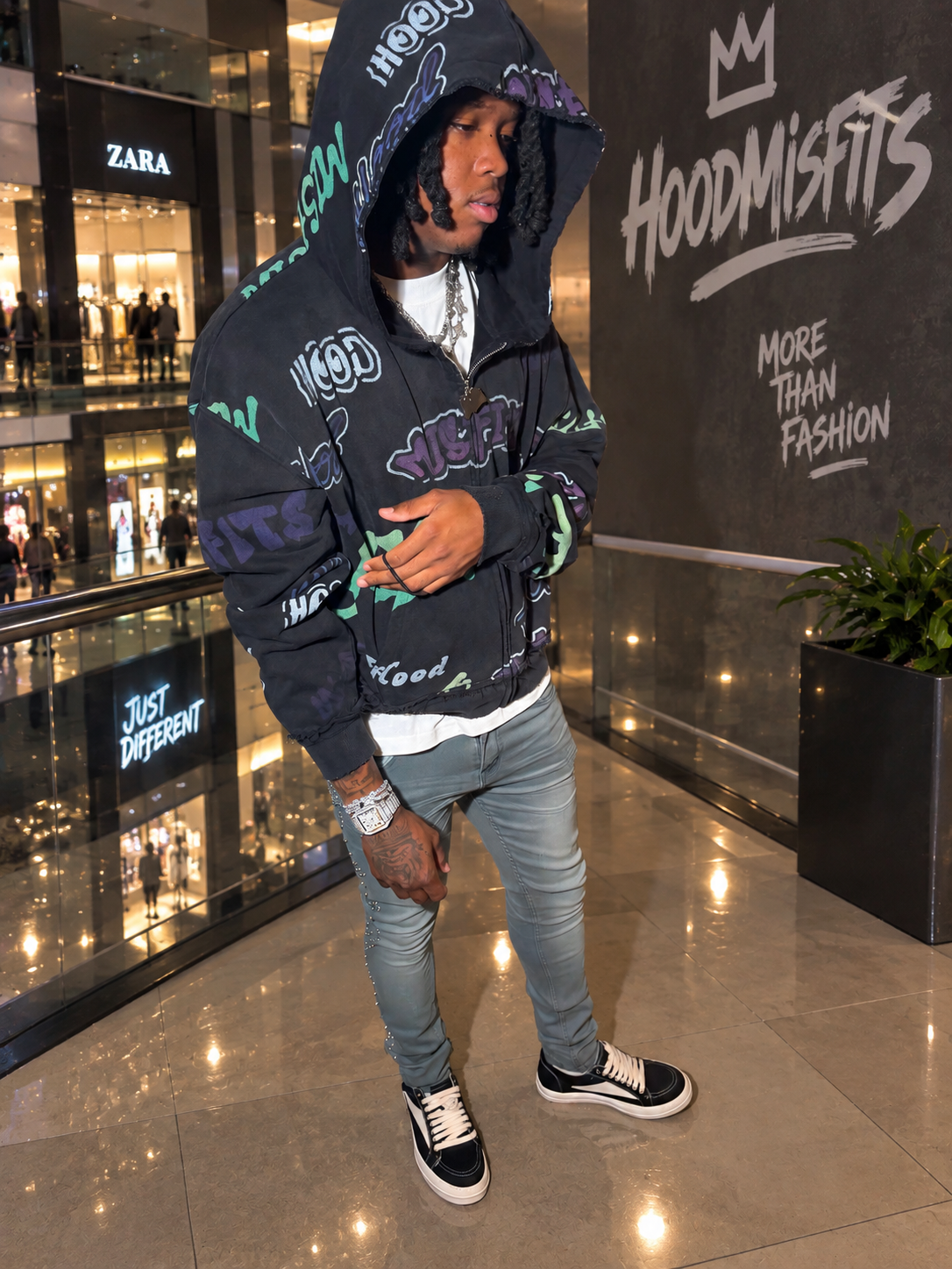 Black Graffiti Zip-Up